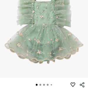 Green Floral Embroidered Dress